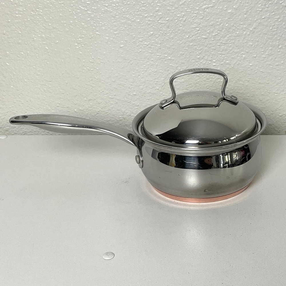 Belgique Stainless Steel Sauce Pans 1 qt & 3 qt Vented Lid Copper Bottom - Picture 3 of 16